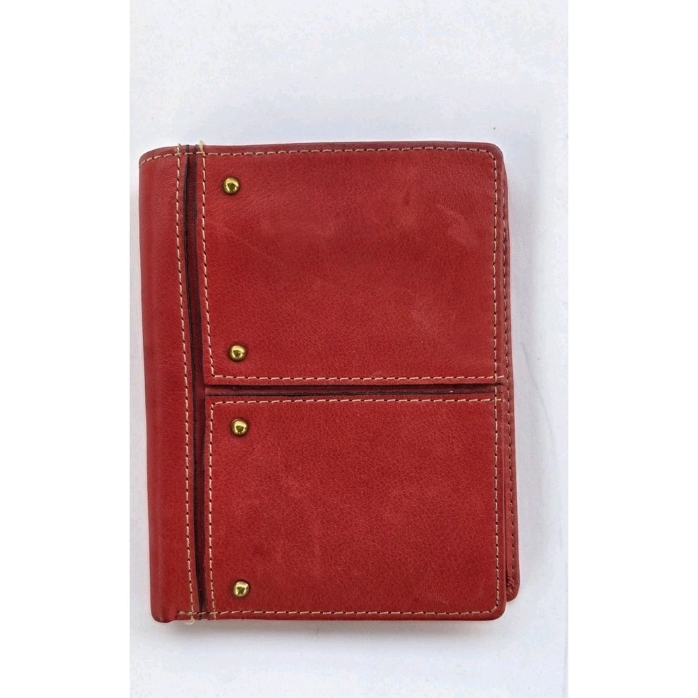 Fossil Genuine Leather Red Passport Holder Wallet Organizer, Card Slots Zipper